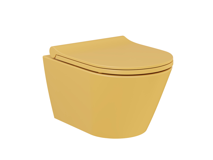 Lucco Gema Rimless Asma Klozet Mat Hardal Sarı 49 cm ( Klozet Kapağı Dahil ) - Lucco (1)