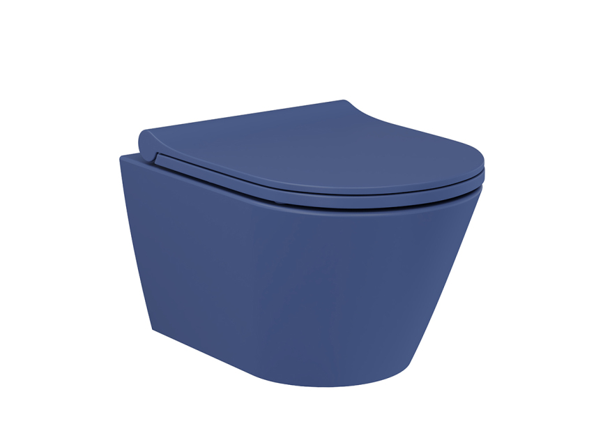 Lucco Gema Rimless Asma Klozet Mat Petrol Mavi 49 cm ( Klozet Kapağı Dahil ) - Lucco