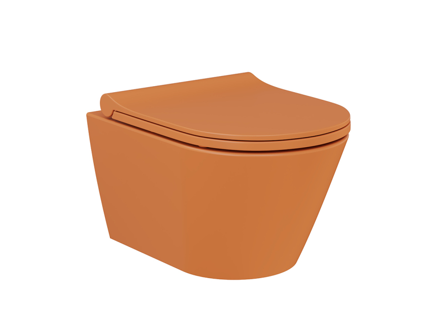 Lucco Gema Rimless Asma Klozet Mat Turuncu 49 cm ( Klozet Kapağı Dahil ) - Lucco