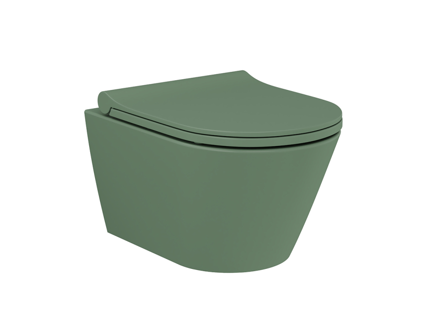Lucco Gema Rimless Asma Klozet Mat Yeşil 49 cm ( Klozet Kapağı Dahil ) - Lucco