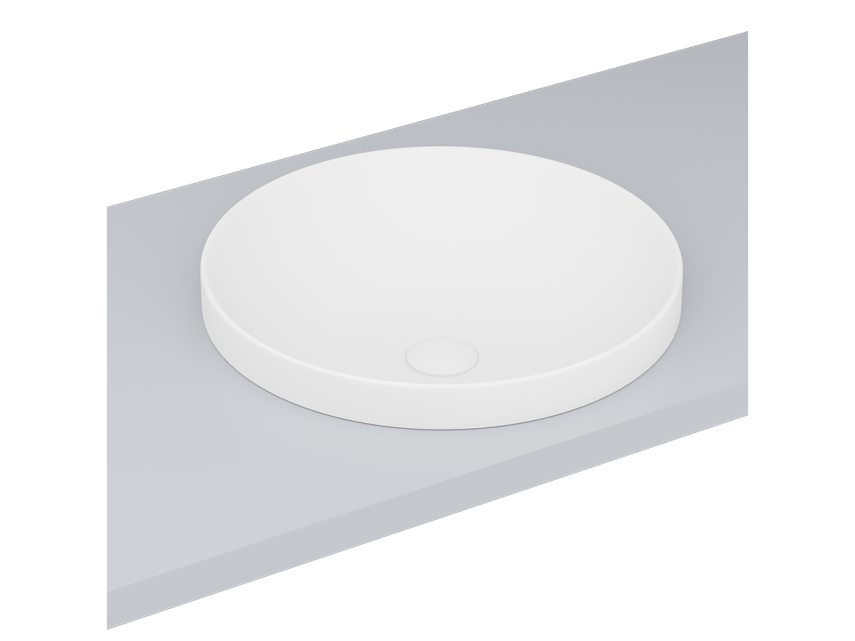 Lucco Laura Yarım Tezgah Üstü Lavabo 43 cm, Mat Beyaz - Lucco
