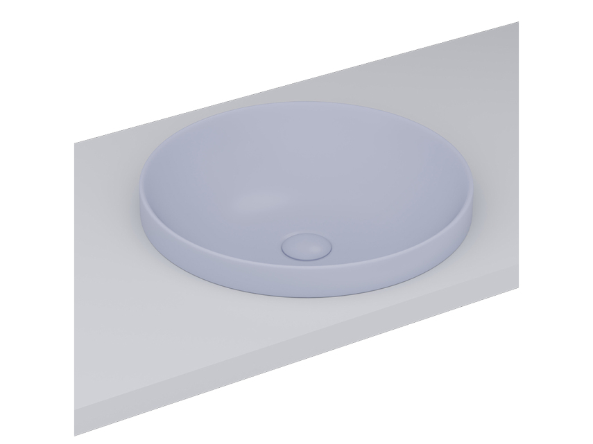 Lucco Laura Yarım Tezgah Üstü Lavabo 43 cm, Mat Buz Mavi - Lucco