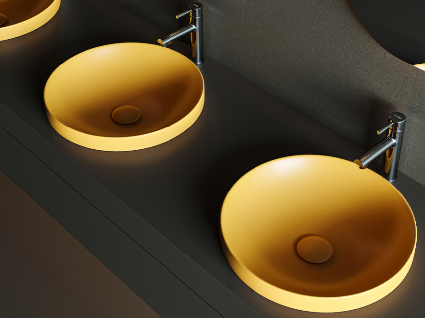 Lucco Laura Yarım Tezgah Üstü Lavabo 43 cm, Mat Hardal Sarı - Lucco (1)