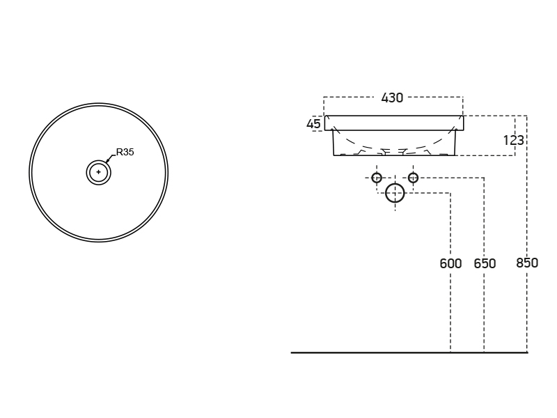 Lucco Laura Yarım Tezgah Üstü Lavabo 43 cm, Mat Yeşil - Lucco (1)