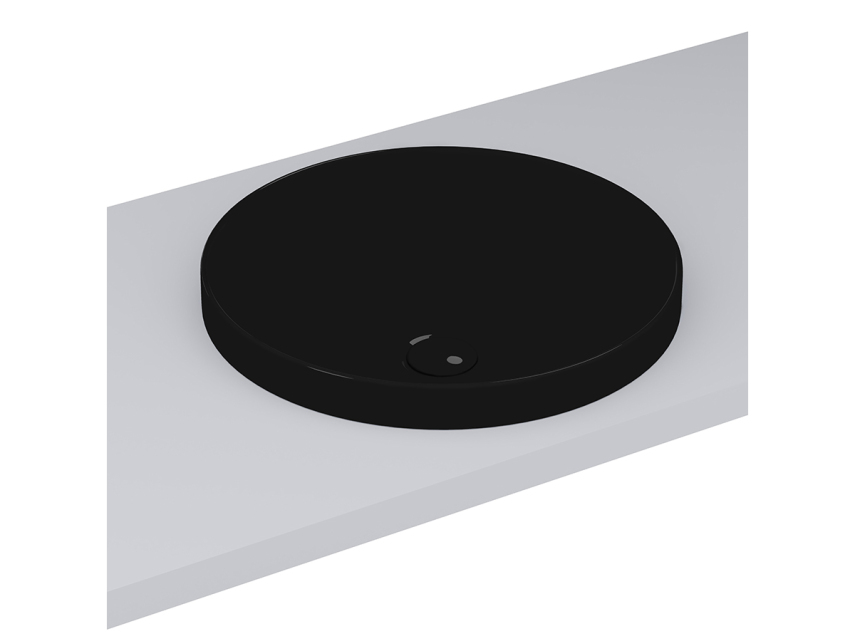 Lucco Laura Yarım Tezgah Üstü Lavabo 43 cm, Parlak Siyah - Lucco