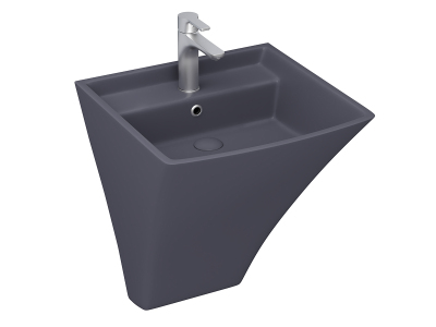 Lucco Loop Asma Monoblok Lavabo 50 cm, Mat Antrasit - 1