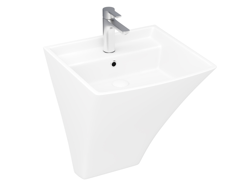 Lucco Loop Asma Monoblok Lavabo 50 cm, Mat Beyaz - Lucco