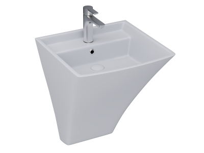 Lucco Loop Asma Monoblok Lavabo 50 cm, Mat Gümüş Gri - 1
