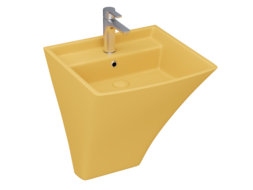 Lucco Loop Asma Monoblok Lavabo 50 cm, Mat Hardal Sarı - Lucco