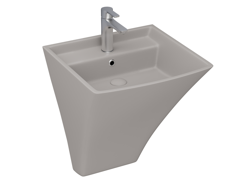Lucco Loop Asma Monoblok Lavabo 50 cm, Mat Latte - Lucco