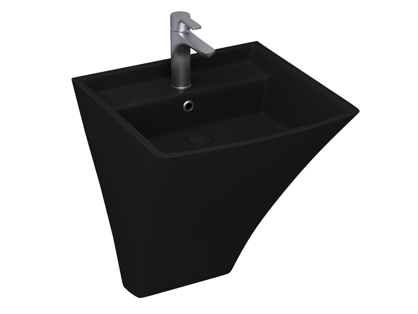 Lucco Loop Asma Monoblok Lavabo 50 cm, Mat Siyah - Lucco