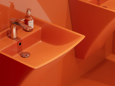 Lucco Loop Asma Monoblok Lavabo 50 cm, Mat Turuncu - 2
