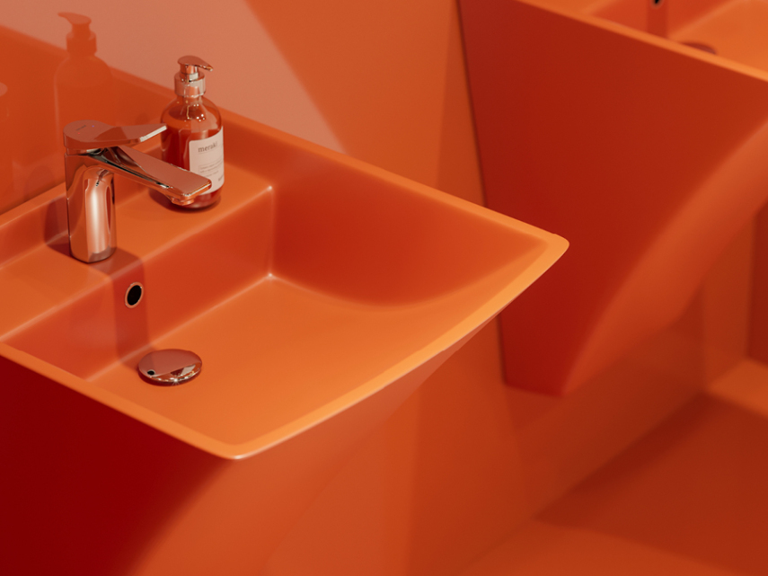 Lucco Loop Asma Monoblok Lavabo 50 cm, Mat Turuncu - Lucco (1)