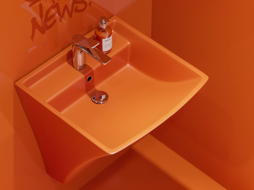 Lucco Loop Asma Monoblok Lavabo 50 cm, Mat Turuncu - Lucco