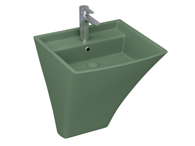 Lucco Loop Asma Monoblok Lavabo 50 cm, Mat Yeşil - 1