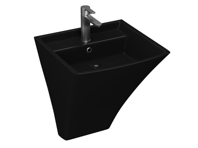 Lucco Loop Asma Monoblok Lavabo 50 cm, Parlak Siyah - 1