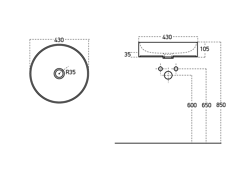 Lucco Lucente Çanak Lavabo 43 cm, Mat Latte - Lucco (1)