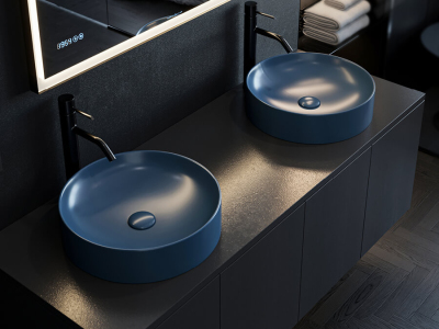 Lucco Lucente Çanak Lavabo 43 cm, Mat Petrol Mavi - 4