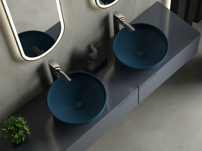 Lucco Luci Çanak Lavabo 40 cm, Mat Petrol Mavi - 2