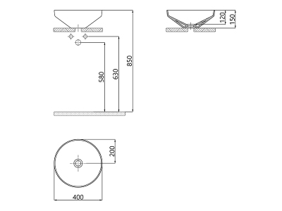 Lucco Luci Çanak Lavabo 40 cm, Parlak Siyah - 2