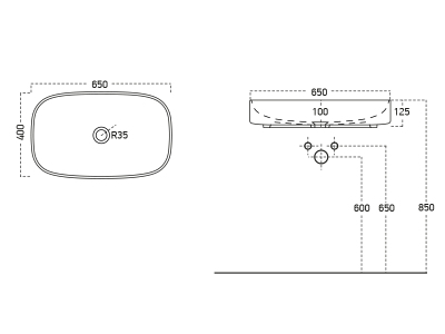 Lucco Matteo Çanak Lavabo 65 cm, Mat Beyaz - 2
