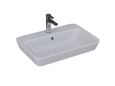 Lucco Mita Tezgah Üstü Lavabo 65 cm, Mat Gümüş Gri - 1
