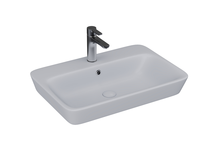 Lucco Mita Tezgah Üstü Lavabo 65 cm, Mat Gümüş Gri - Lucco