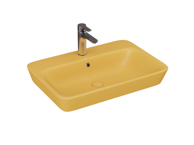 Lucco Mita Tezgah Üstü Lavabo 65 cm, Mat Hardal Sarı - 1