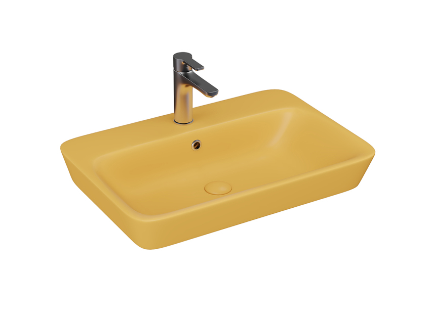 Lucco Mita Tezgah Üstü Lavabo 65 cm, Mat Hardal Sarı - Lucco