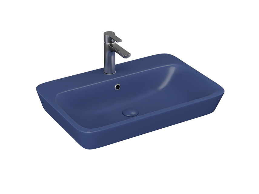 Lucco Mita Tezgah Üstü Lavabo 65 cm, Mat Petrol Mavi - Lucco