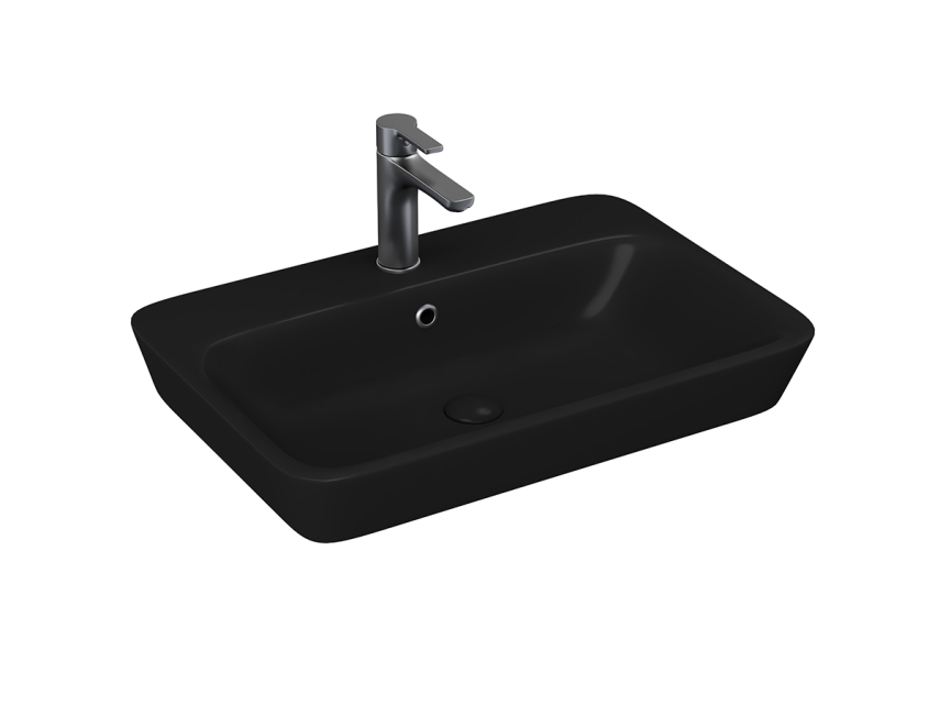 Lucco Mita Tezgah Üstü Lavabo 65 cm, Mat Siyah - Lucco