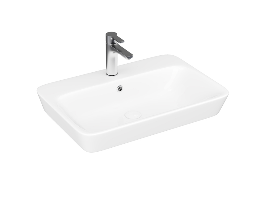 Lucco Mita Tezgah Üstü Lavabo 65 cm, Parlak Beyaz - Lucco