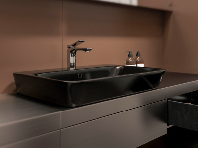 Lucco Mita Tezgah Üstü Lavabo 65 cm, Parlak Siyah - 3