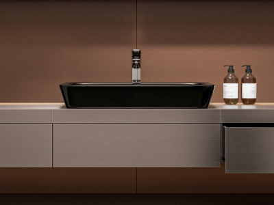 Lucco Mita Tezgah Üstü Lavabo 65 cm, Parlak Siyah - 4