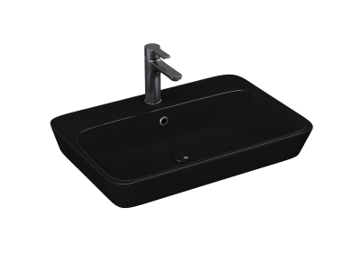 Lucco Mita Tezgah Üstü Lavabo 65 cm, Parlak Siyah - 1