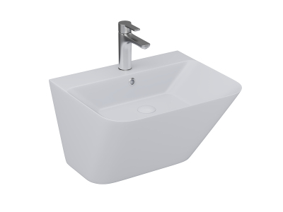 Lucco Moena Asma Monoblok Lavabo 55 cm, Mat Gümüş Gri - 1
