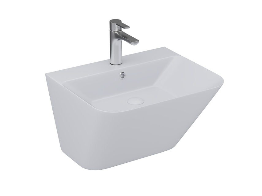 Lucco Moena Asma Monoblok Lavabo 55 cm, Mat Gümüş Gri - Lucco