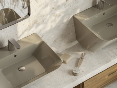 Lucco Moena Asma Monoblok Lavabo 55 cm, Mat Latte - 3