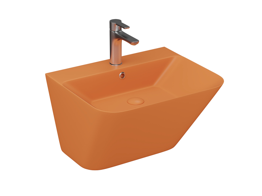 Lucco Moena Asma Monoblok Lavabo 55 cm, Mat Turuncu - Lucco