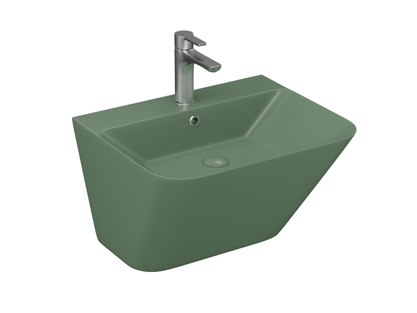 Lucco Moena Asma Monoblok Lavabo 55 cm, Mat Yeşil - Lucco