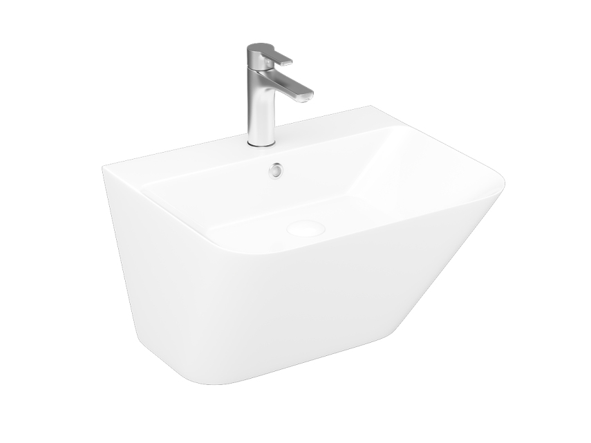 Lucco Moena Asma Monoblok Lavabo 55 cm, Parlak Beyaz - Lucco