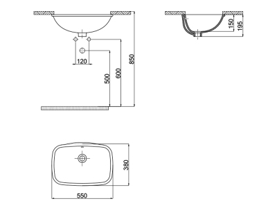 Lucco Nuvo Tezgah Altı lavabo 55 cm, Mat Latte - 2