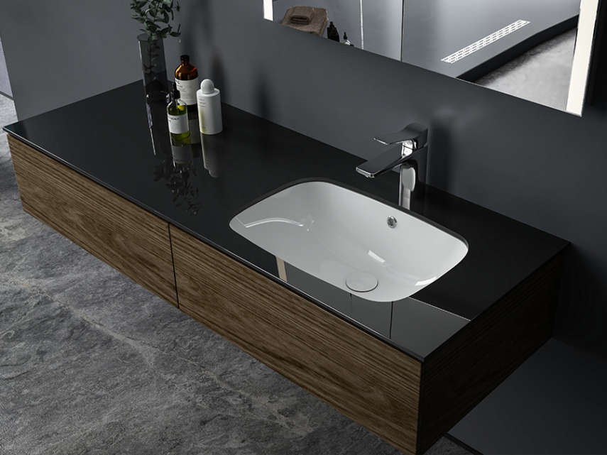 Lucco Nuvo Tezgah Altı lavabo 55 cm, Parlak Beyaz - Lucco