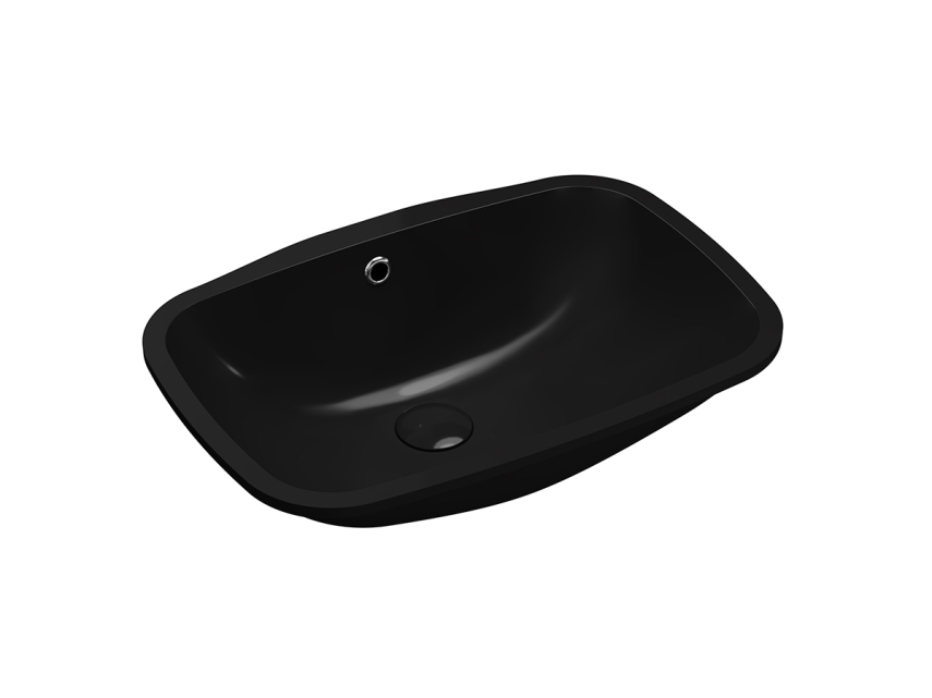 Lucco Nuvo Tezgah Altı lavabo 55 cm, Parlak Siyah - Lucco