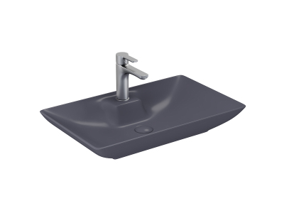 Lucco Perla Tezgah Üstü Lavabo 65 cm, Mat Antrasit - 1
