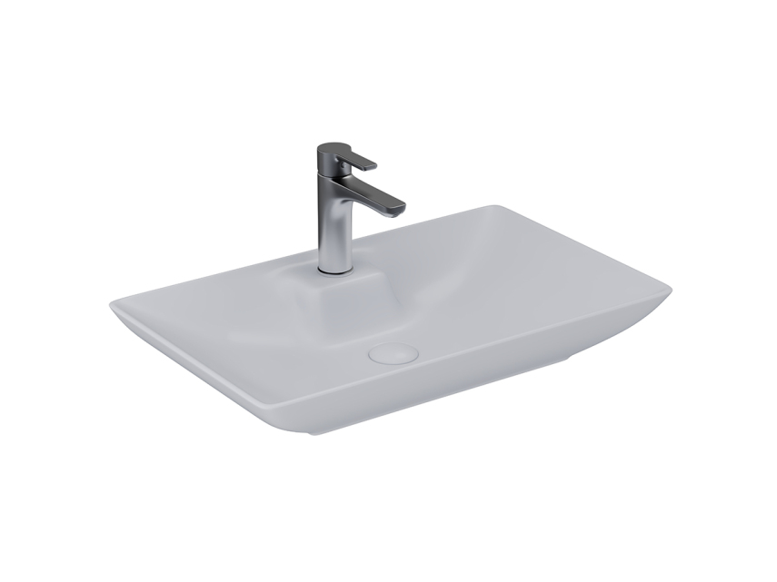 Lucco Perla Tezgah Üstü Lavabo 65 cm, Mat Gümüş Gri - Lucco