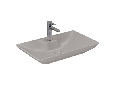 Lucco Perla Tezgah Üstü Lavabo 65 cm, Mat Latte - 1