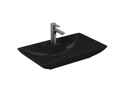 Lucco Perla Tezgah Üstü Lavabo 65 cm, Mat Siyah - 1