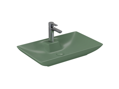 Lucco Perla Tezgah Üstü Lavabo 65 cm, Mat Yeşil - 1