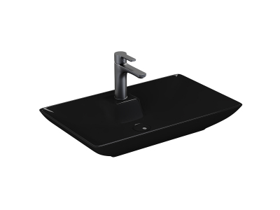 Lucco Perla Tezgah Üstü Lavabo 65 cm, Parlak Siyah - 1
